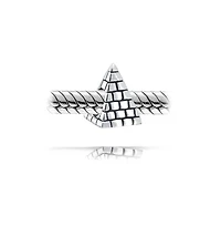 Bling Jewelry Traveler Vacation Tourism Landmark Egyptian Pyramid Charm Bead Oxidized .925 Sterling Silver