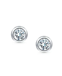 Bling Jewelry Bezel Round Solitaire Cubic Zirconia Cz Martini Stud Earrings Sterling Silver