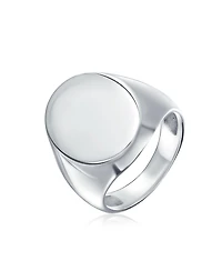 Bling Jewelry Large Basic Simple .925 Sterling Silver Oval Signet Ring Shiny Finish