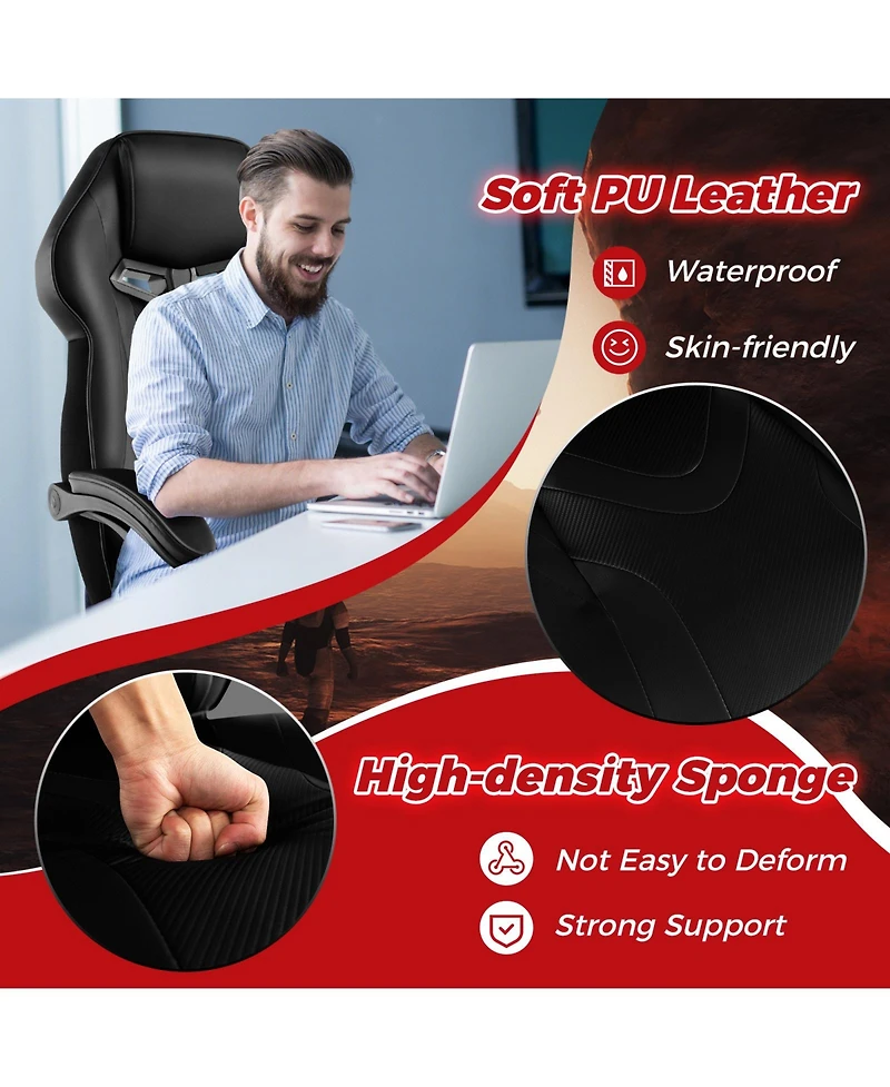 Gaming Chair Racing Style Swivel with Footrest and Adjustable Lumbar Pillow