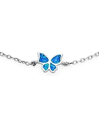 Bling Jewelry Summer Garden Butterfly Opal Charm Anklet Ankle Bracelet Sterling Silver 9-10 Inch