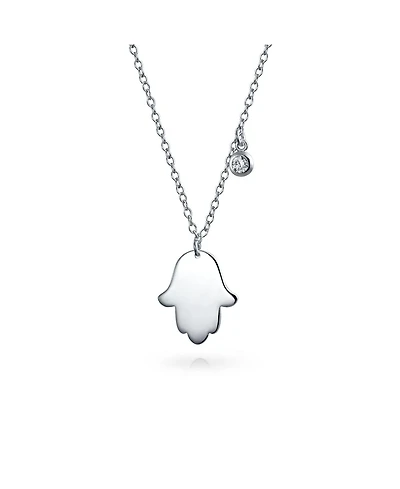 Bling Jewelry Delicate Simple Minimalist Amulet Talisman Hamsa Hand Of God Fatima Pendant Necklace Gold Plated .925 Sterling Silver
