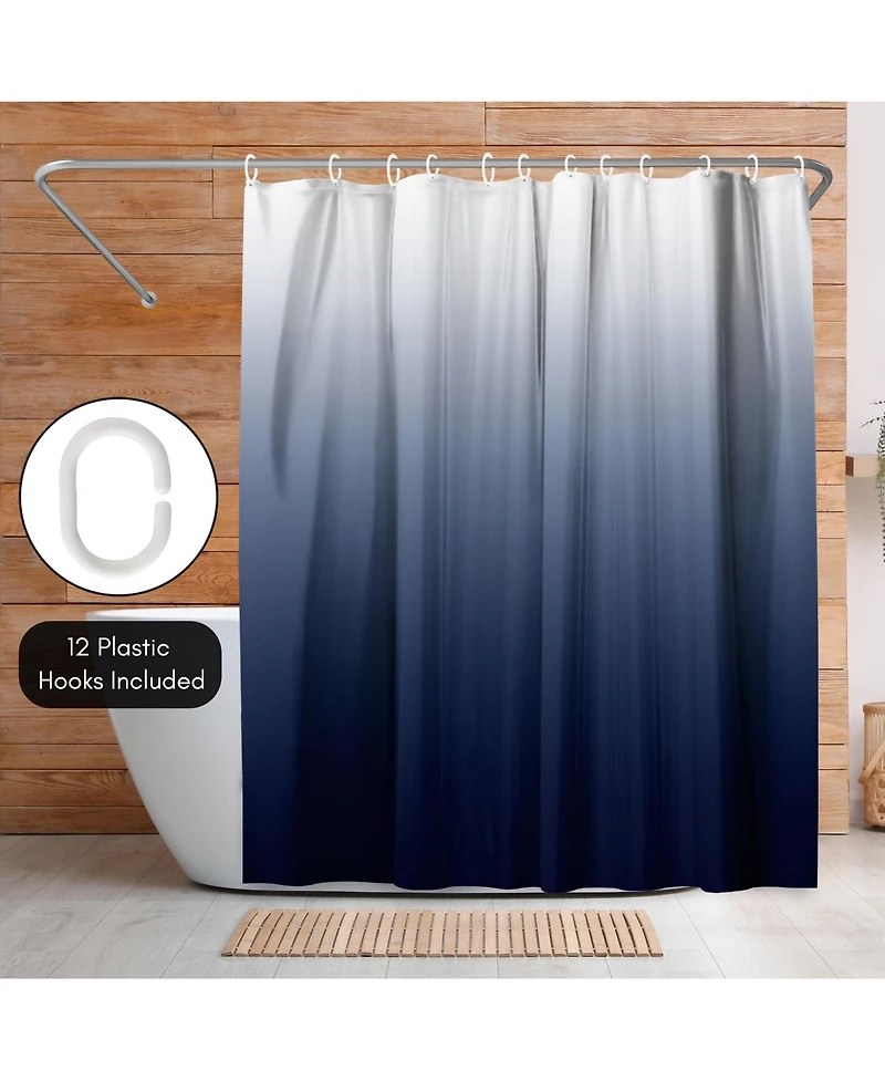 Americanflat 71x74 Ombre Blue Shower Curtain - Water Resistant - Polyester Fabric
