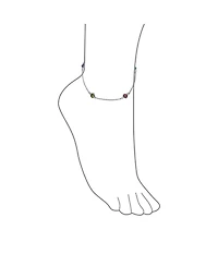 Bling Jewelry Elegant Delicate Multi Color Cubic Zirconia Cz By The Yard Anklet Chain Link Ankle Bracelet .925 Sterling Silver 9 Inch