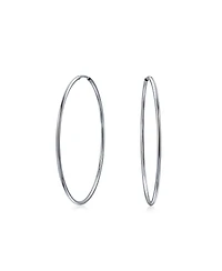 Bling Jewelry Thin Minimalist Hoop Huggie Earrings Sterling Silver Various Sizes