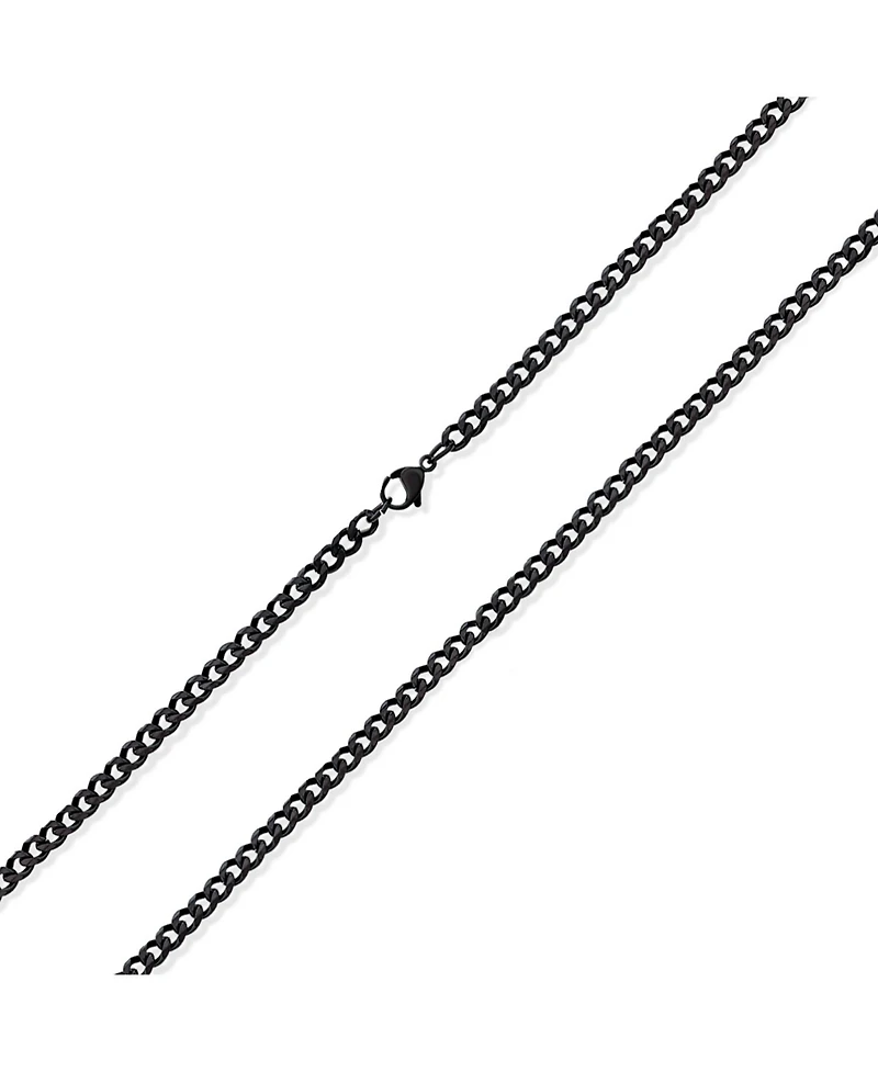 Bling Jewelry Heavy Duty Biker Jewelry Solid Curb Link Chain Necklace Gold Tone Stainless Steel 4MM