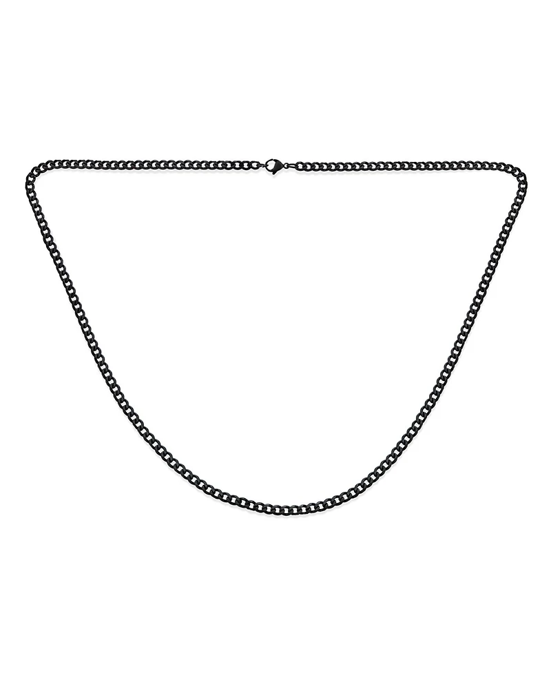 Bling Jewelry Heavy Duty Biker Jewelry Solid Curb Link Chain Necklace Gold Tone Stainless Steel 4MM