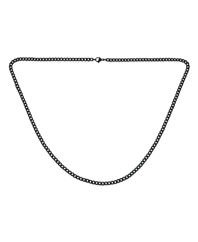 Bling Jewelry Heavy Duty Biker Jewelry Solid Curb Link Chain Necklace Gold Tone Stainless Steel 4MM