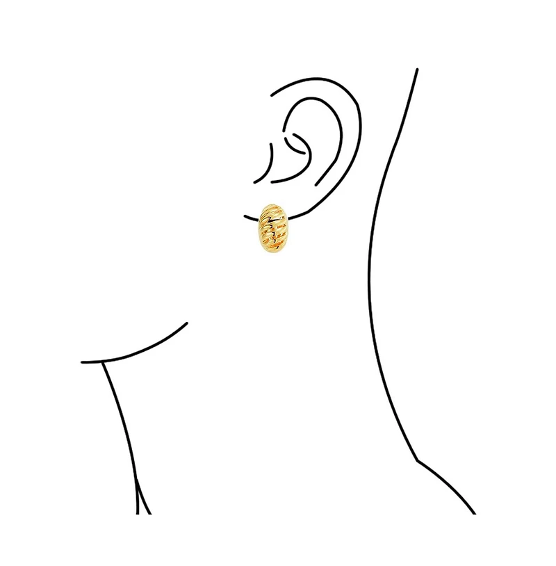 Bling Jewelry Geometric Grooved Twist Shrimp Half Hoop Classic Diagonal Stripe Two Tone Dome Clip On Earrings For Non Pierced Ears Gold Silver P