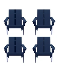 Outdoor Hdpe Modern Adirondack Chair with Cup Holder (Set of 4)