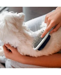 Ocean Plastic by Pt Beige Double-Sided Oval Grooming Brush, Eco-Friendly Pet Brush for Dogs and Cats