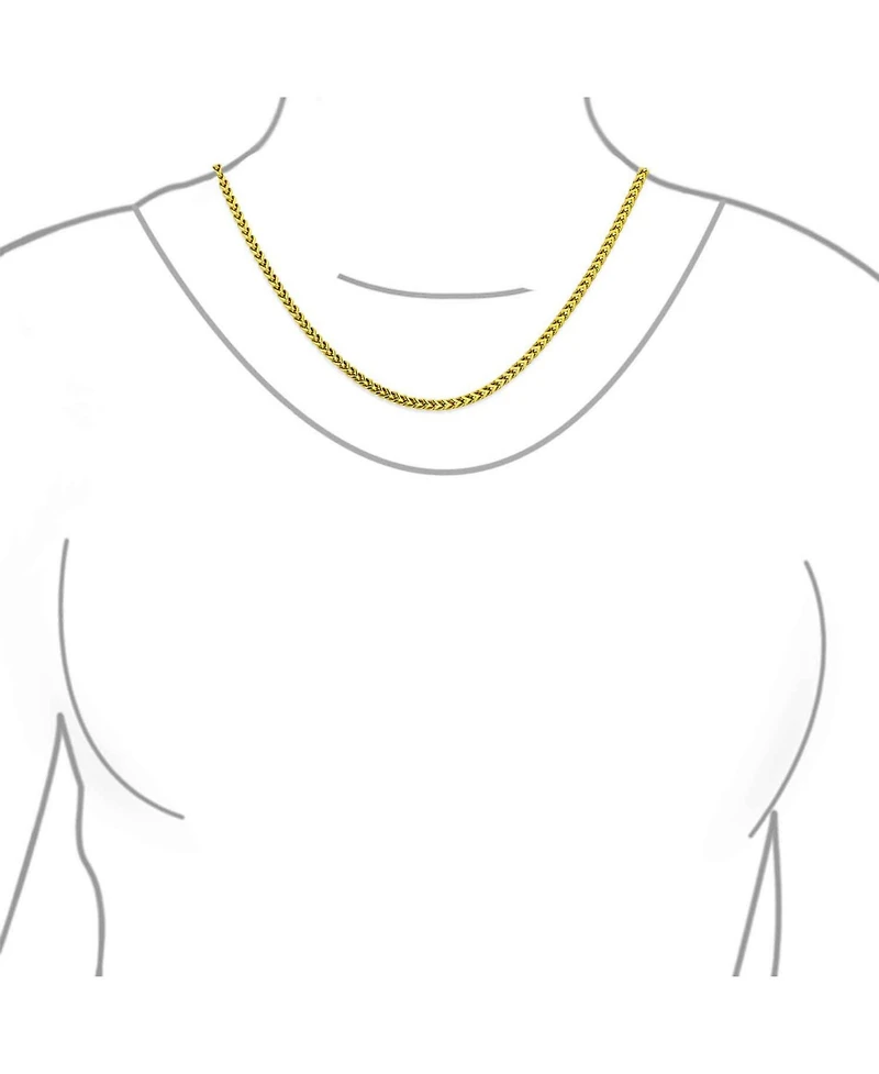 Bling Jewelry Stylish and Durable: 14K Gold Plated Silver Tone Black Stainless Steel Heavy Duty Biker Jewelry Necklace Solid 5MM Curb Wheat Link Foxta