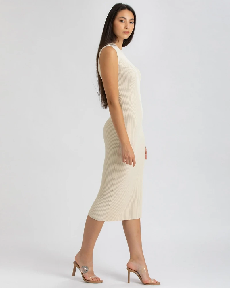 Pietro Brunelli Milano Women's Sleeveless Fitted Ribbed Pattern Iris Dress