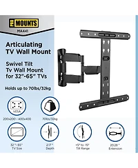 ProMounts Full Motion Tv Wall Mount for 32”-65” Screens, Holds up to 70lbs