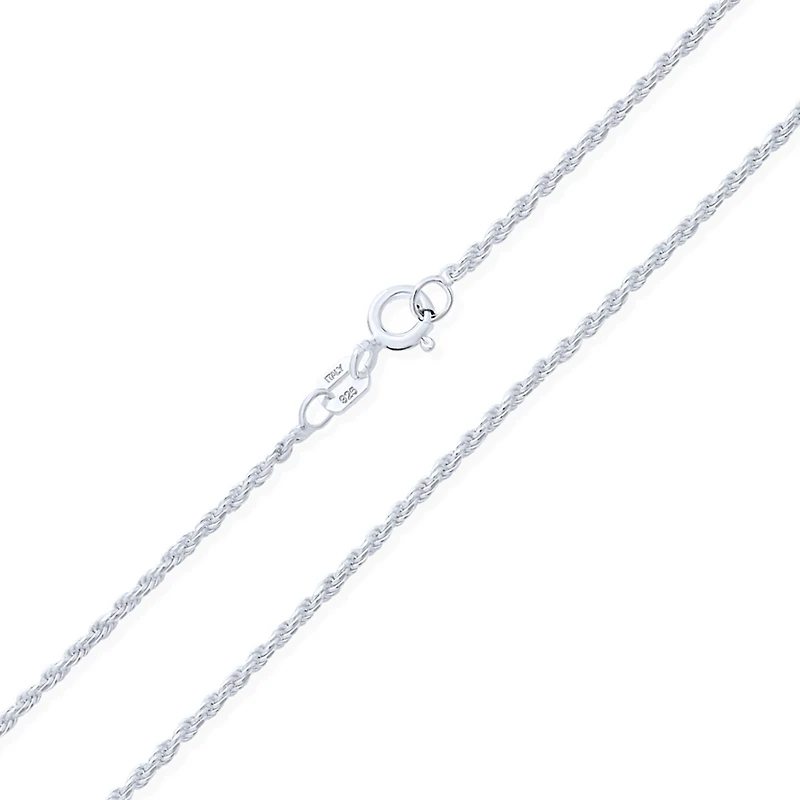 Bling Jewelry Thin 2MM 030 Gauge Strong .925 Sterling Silver Rope Link Chain Necklace