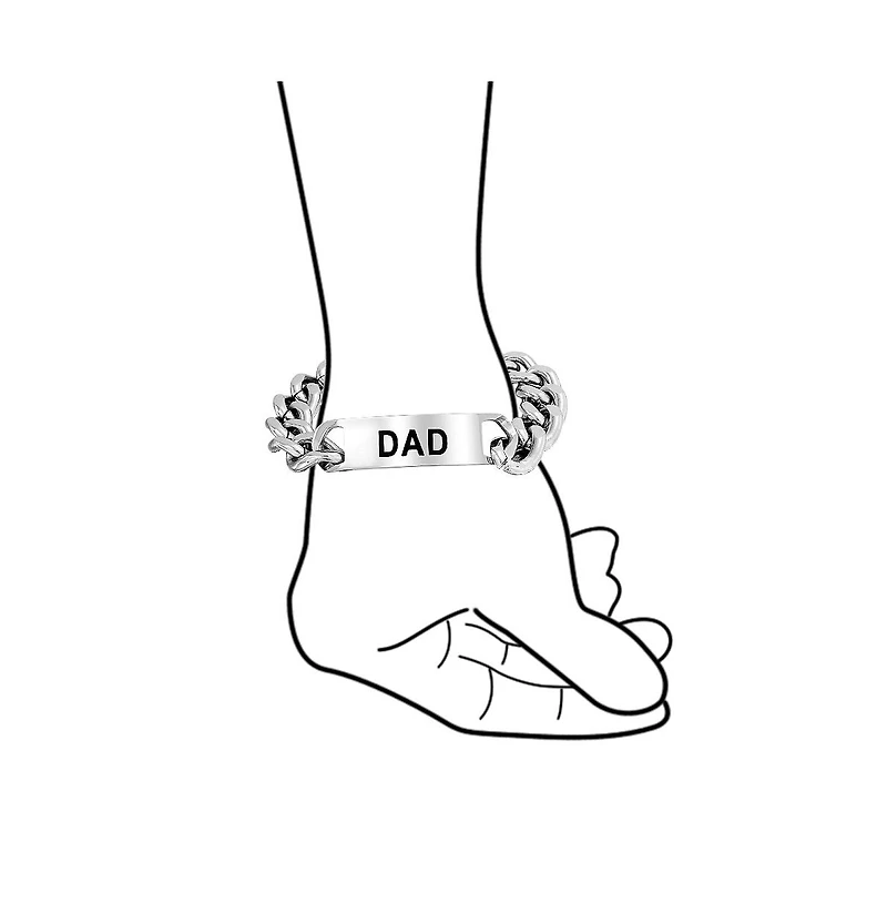 Bling Jewelry Name Plated Word Dad Identification Id Bracelet Silver Tone Stainless Steel