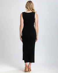 Pietro Brunelli Maternity Soft Viscose Knit V-Neck Side Slit Dalia Dress