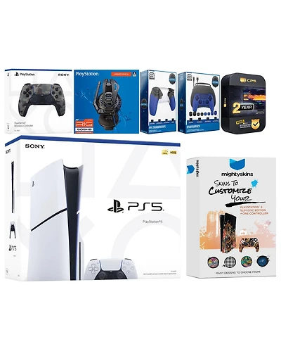 Sony Playstation 5 Slim Disc with Extra Cosmic Red Controller, Plantronics Headset, Gamer Kit, Trigger Kit and MightySkins Decal Voucher + 2 Year Cps