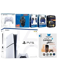 Sony Playstation 5 Slim Disc with Extra Cosmic Red Controller, Plantronics Headset, Gamer Kit, Trigger Kit and MightySkins Decal Voucher + 2 Year Cps