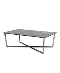 Faux Marble Rectangular Coffee Table for Modern Living Room Decor