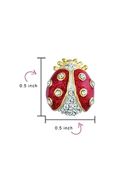 Bling Jewelry Lucky Ladybug Red Gold Plated Enamel Crystal Insect Lapel Push Pin