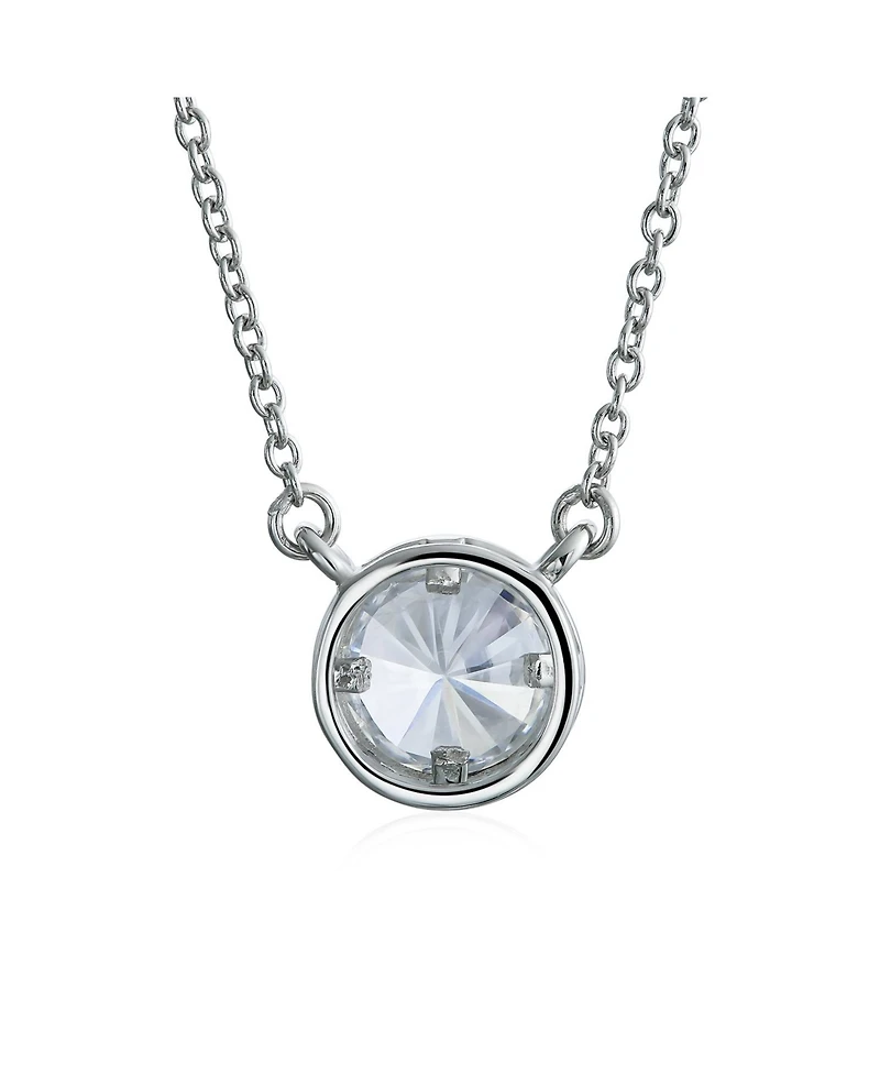 Bling Jewelry Classic Cubic Zirconia 2CT Round Cz Bezel Set Pendant Necklace Sterling Silver