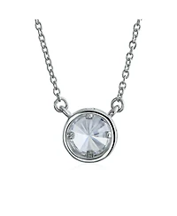 Bling Jewelry Classic Cubic Zirconia 2CT Round Cz Bezel Set Pendant Necklace Sterling Silver