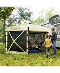 Outsunny 12' x 12' Hexagonal Pop Up Gazebo, Outdoor Canopy Tent,