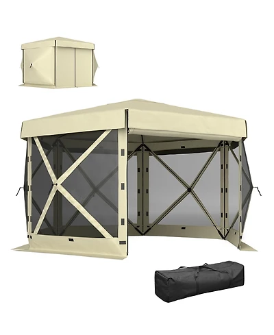 Outsunny 12' x 12' Hexagonal Pop Up Gazebo, Outdoor Canopy Tent,