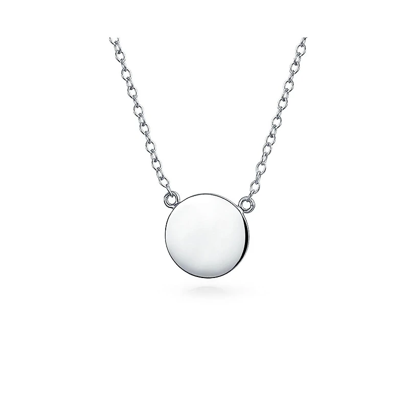Bling Jewelry Minimalist Round Circle Disc Geometric Pendant Necklace Gold Plated .925 Sterling Silver