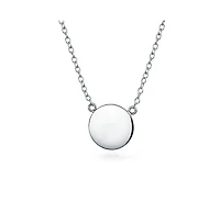 Bling Jewelry Minimalist Round Circle Disc Geometric Pendant Necklace Gold Plated .925 Sterling Silver