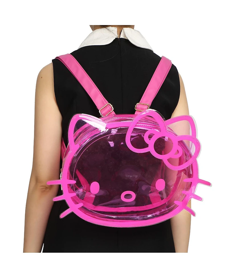 Hello Kitty Character Head Clear Adult Pink Pvc 12" Mini Backpack