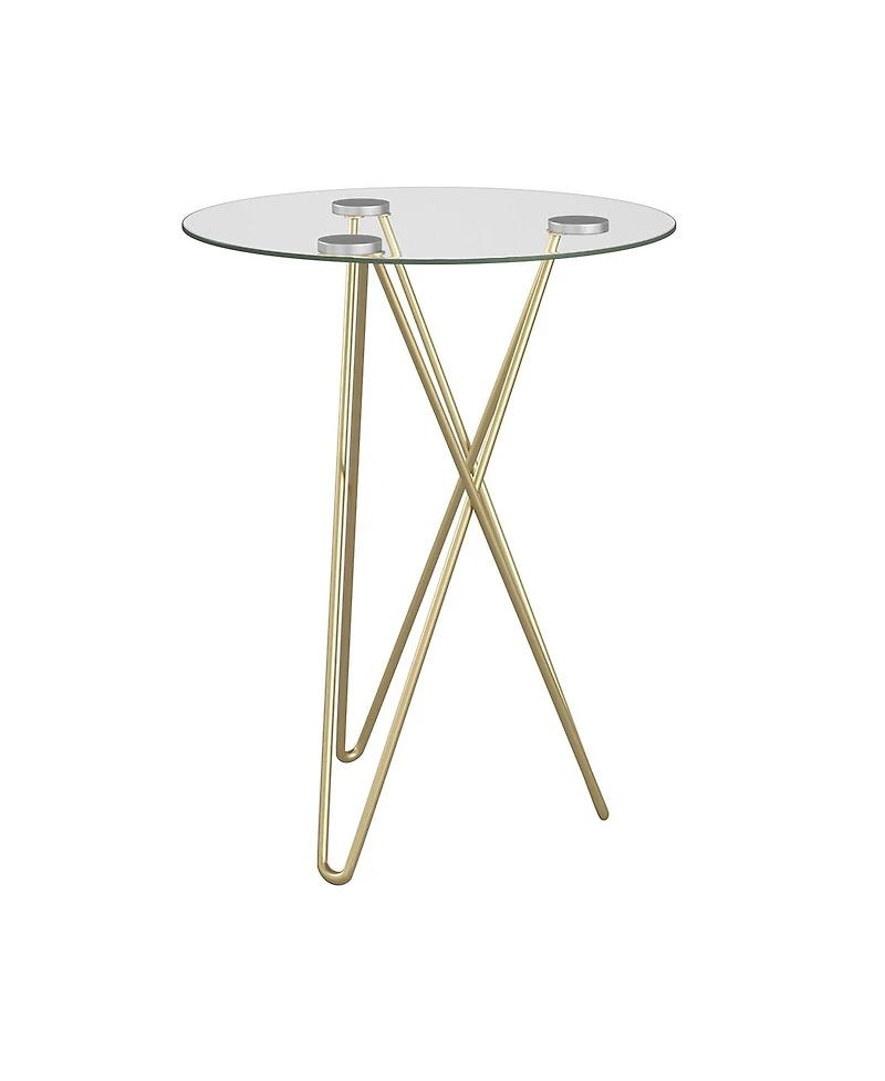 Geometric Clear Glass and Gold Round Table