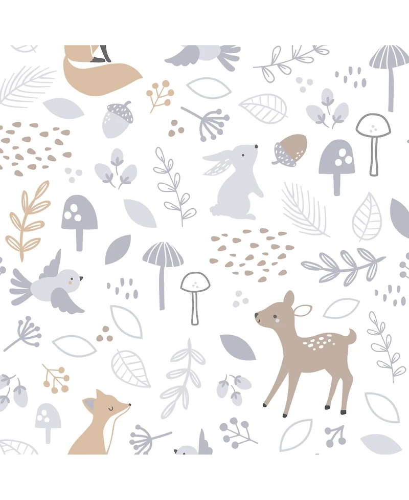 Bedtime Originals Deer Park White/Gray Woodland Animals Baby Fitted Crib Sheet