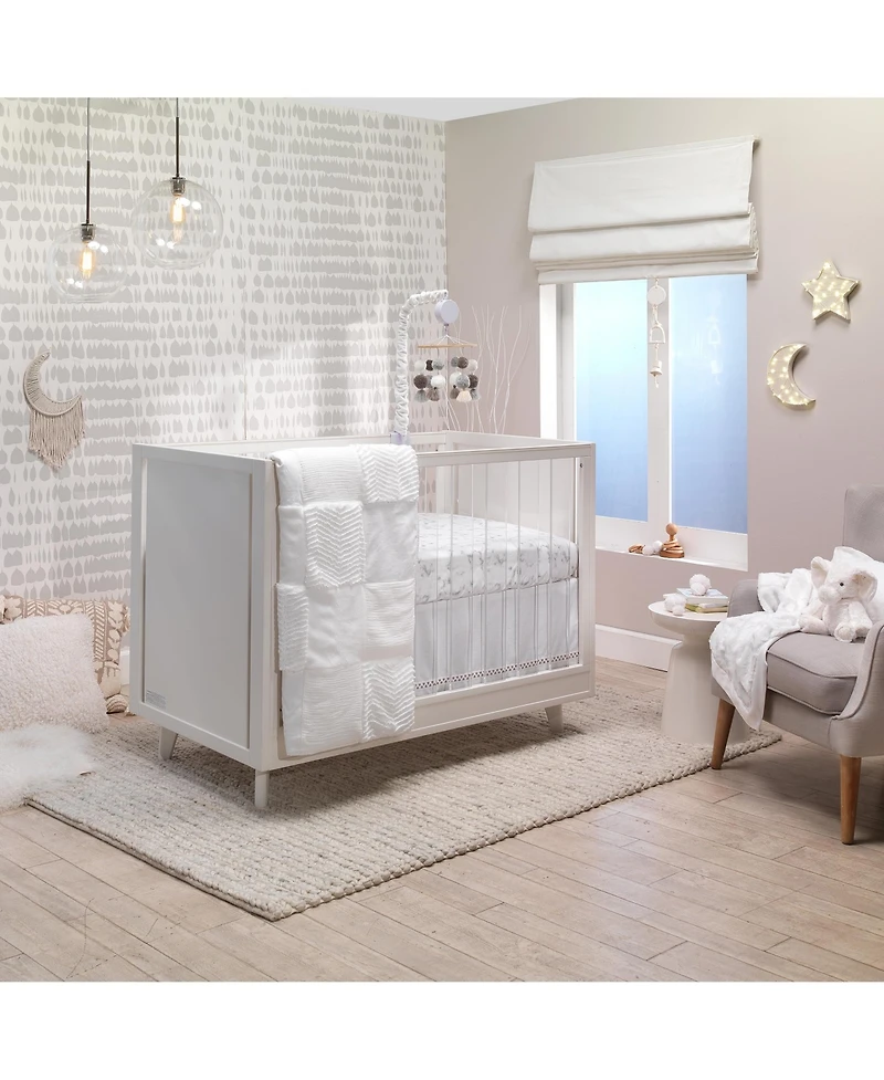 Lambs & Ivy Baby Signature Gray/White Marble Organic Cotton Fitted Crib Sheet