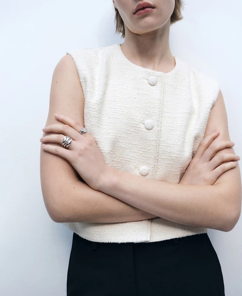 Mango Women's Tweed Buttons Vest