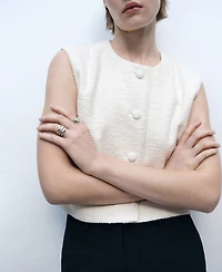 Mango Women's Tweed Buttons Vest