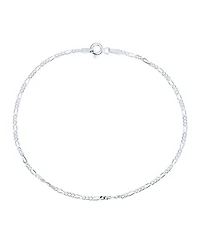 Bling Jewelry Simple Strong 50 Gauge .925 Sterling Silver Figaro Chain Anklet Ankle Bracelet Flexible 9 -10 Inch Made In Italy