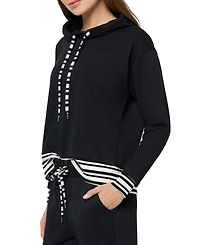 Three Dots Women's Striped Trim Pullover Hoodie