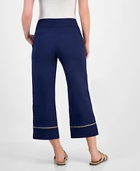 Jm Collection Petite Pull-On Wide-Leg Metallic-Trim Pants, Exclusively at Macy's