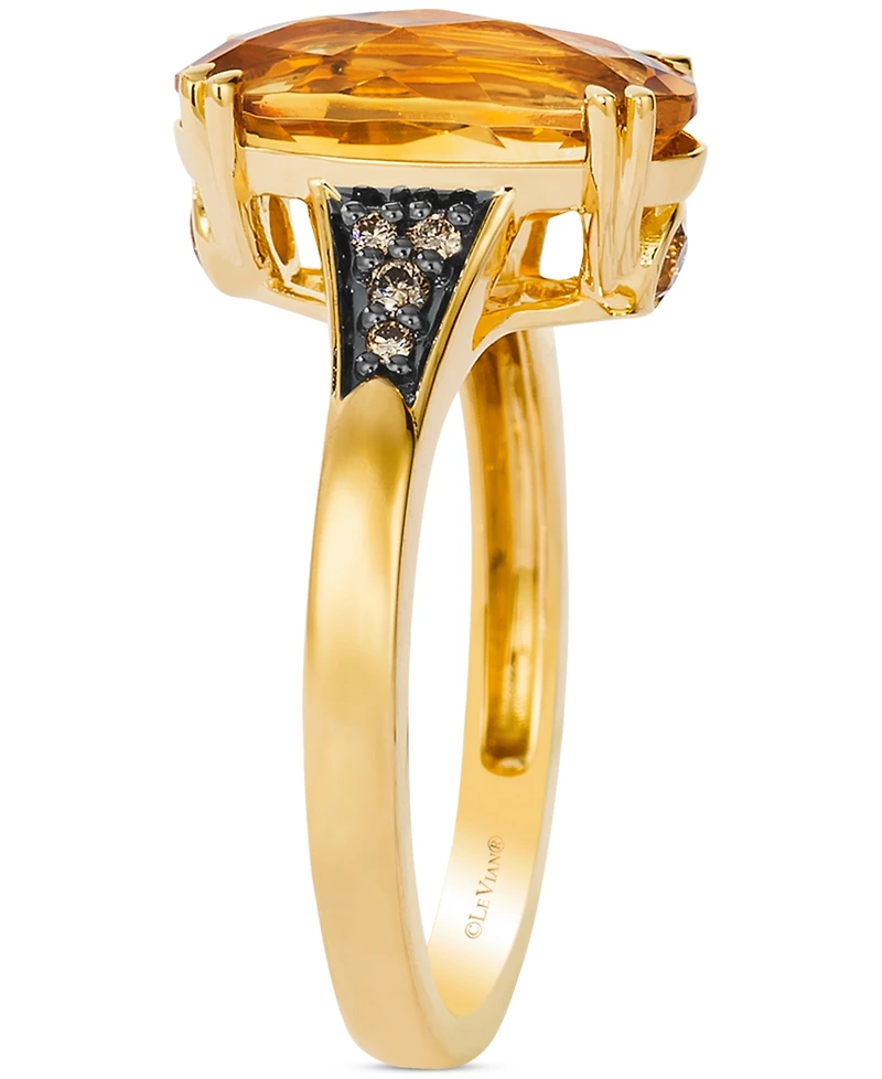 Le Vian Chocolatier Cinnamon Citrine (2-1/2 ct. t.w.) & Chocolate Diamond (1/10 ct. t.w.) Ring in 14k Yellow Gold