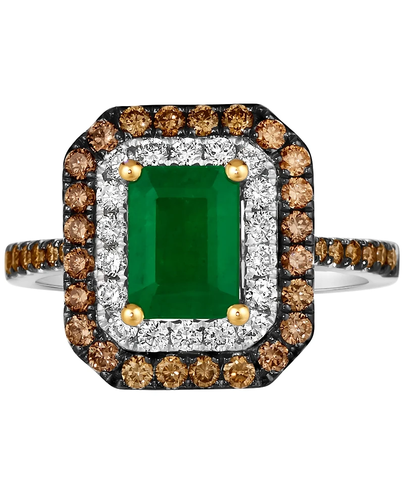 Le Vian Costa Smeralda Emeralds (1-1/5 ct. t.w.) & Diamond Double Halo Ring in 14k Two-Toned Gold