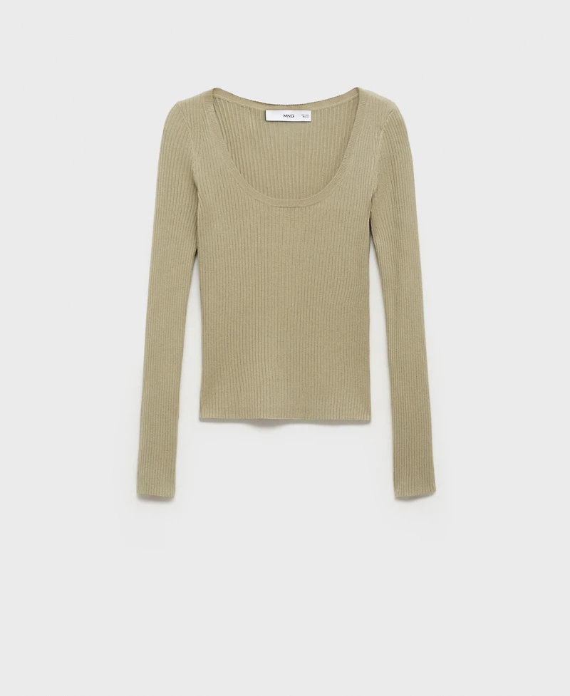 Mango Women's Knitted Ribbed Sweater