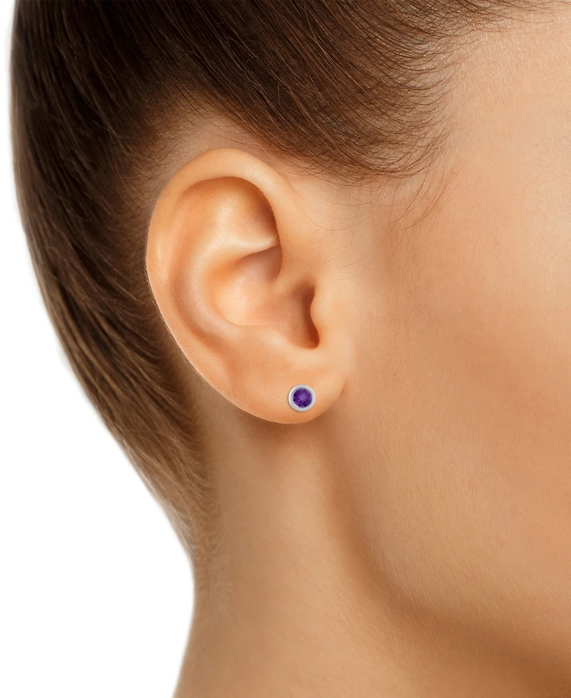 Macy's Gemstone Round Stud Earrings 10k Yellow Gold or White