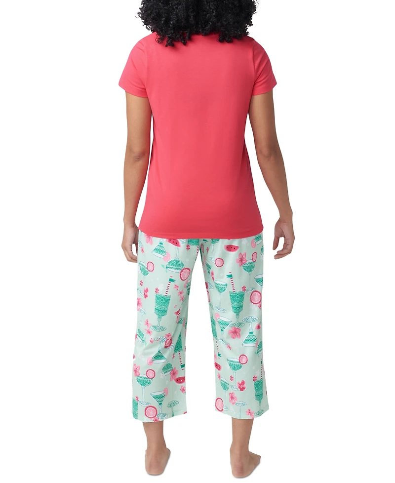 Hue Women's Printed Short-Sleeve Capri Pajama Set
