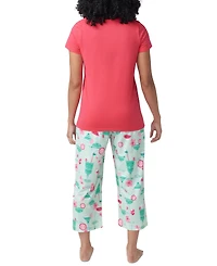 Hue Women's Printed Short-Sleeve Capri Pajama Set