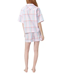 Hue Women's Plaid Seersucker Short-Sleeve Boxer Pajama Set