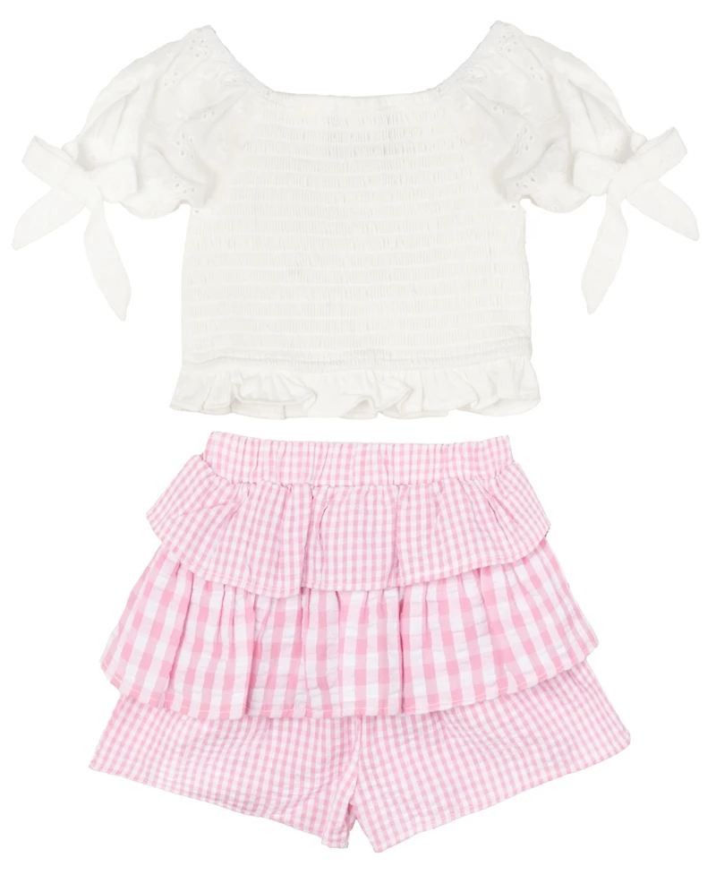 Rare Editions Baby Girls 2-Piece Puff Sleeves and Seersucker Short Set