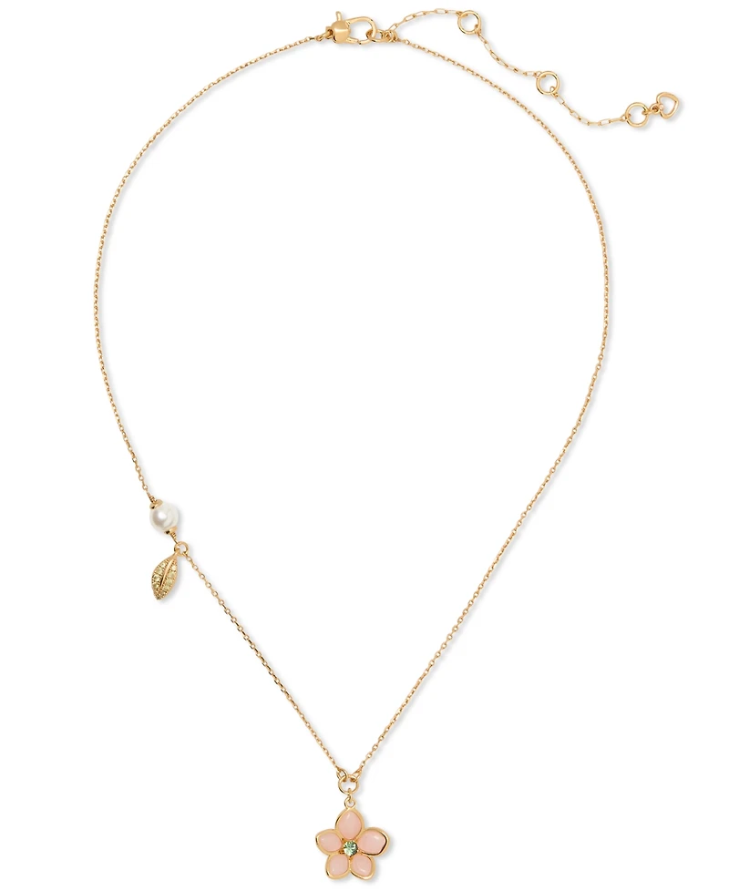 kate spade new york Gold-Tone Pastel Petals Pendant Necklace, 16" + 3" extender
