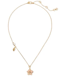 kate spade new york Gold-Tone Pastel Petals Pendant Necklace, 16" + 3" extender